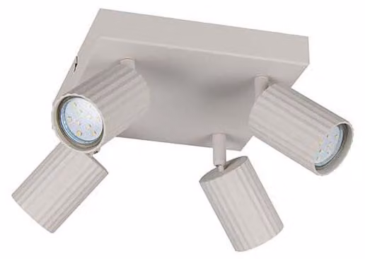 Faretto a soffitto, metallo, grigio, 4 luci, corridoio, GU10, L 20 cm