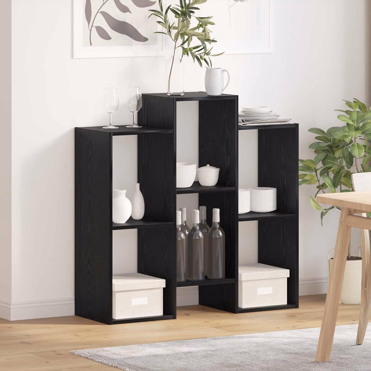 Credenza moderna vidaXL in rovere nero L 90 cm x P 30 cm x H 90 cm