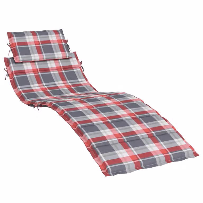 Cuscino per Lettino a Quadri Rossi 186x58x4cm in Tessuto Oxford
