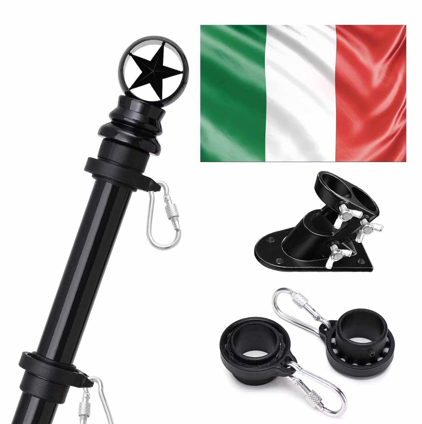 Albero di bandiera in acciaio inossidabile con supporto a parete e bandiera