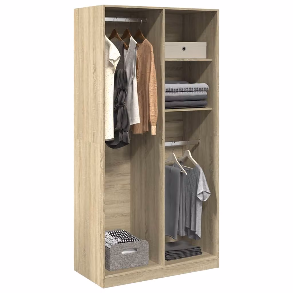 Armadio vidaXL in legno Rovere Sonoma con ante a battente e ripiani, L/P/H: 100 x 50 x 200 cm – 1