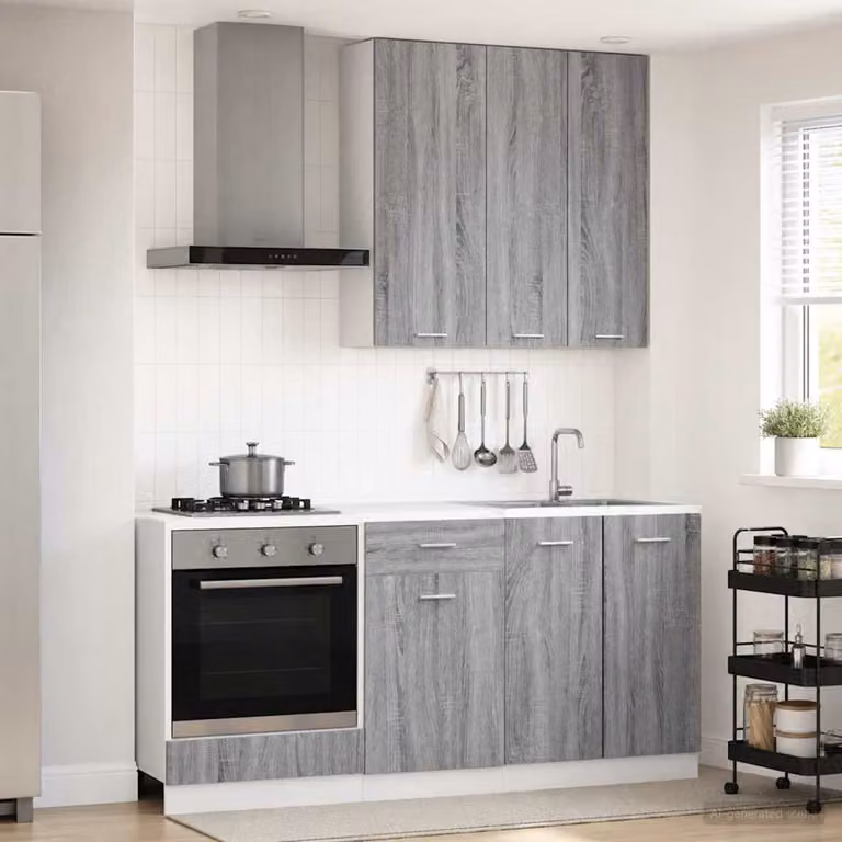 Unità cucina moderna vidaXL LYON composta da 5 pezzi in legno ingegnerizzato MDF, colore grigio opaco