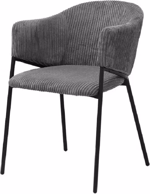Sedia da pranzo IMANY Meublorama in velluto a coste grigio scuro con braccioli e piedi in metallo nero stile industriale – 1