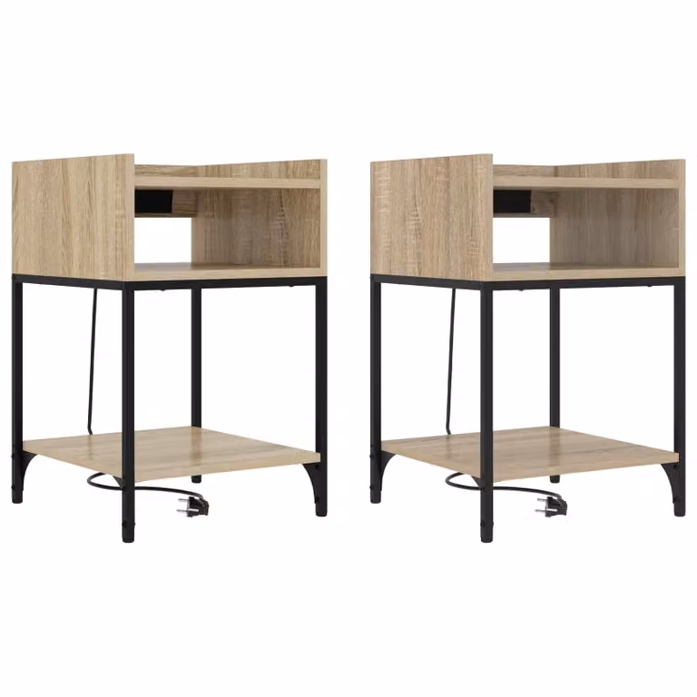 Set di 2 Armadi da Notte vidaXL in Rovere Sonoma, Colore Marrone, L/P/H: 40 x 40 x 61 cm