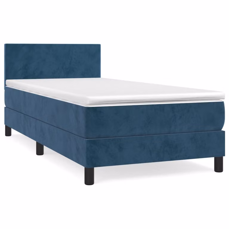 Giroletto a Molle con Materasso Blu Scuro 80x200 cm in Velluto