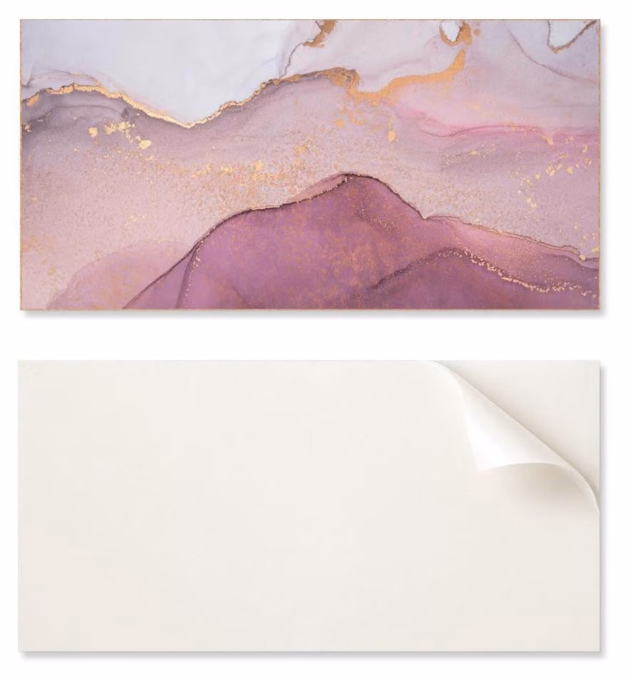 Pannello in vinile autoadesivo stampato, dimensioni 100x50 cm, con motivo astratto che raffigura un paesaggio con onde