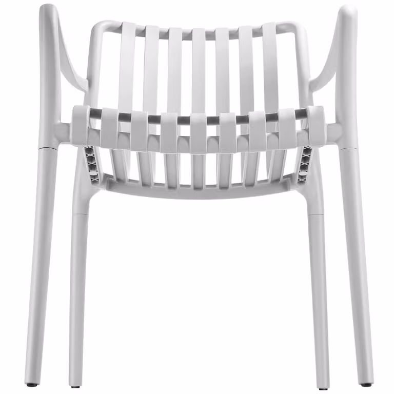 Set di 4 sedie da giardino moderne TecTake GmbH, impilabili con braccioli, resistenti alle intemperie, colore beige/bianco