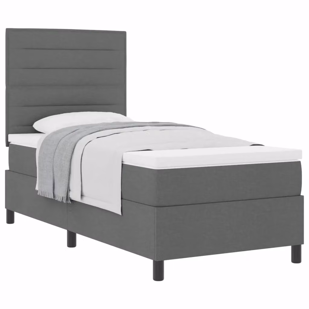 Letto a molle con materasso vidaXL in tessuto grigio, L/P: 90 x 190 cm – 2