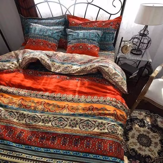Set di lenzuola in cotone boho con chiusura a zip