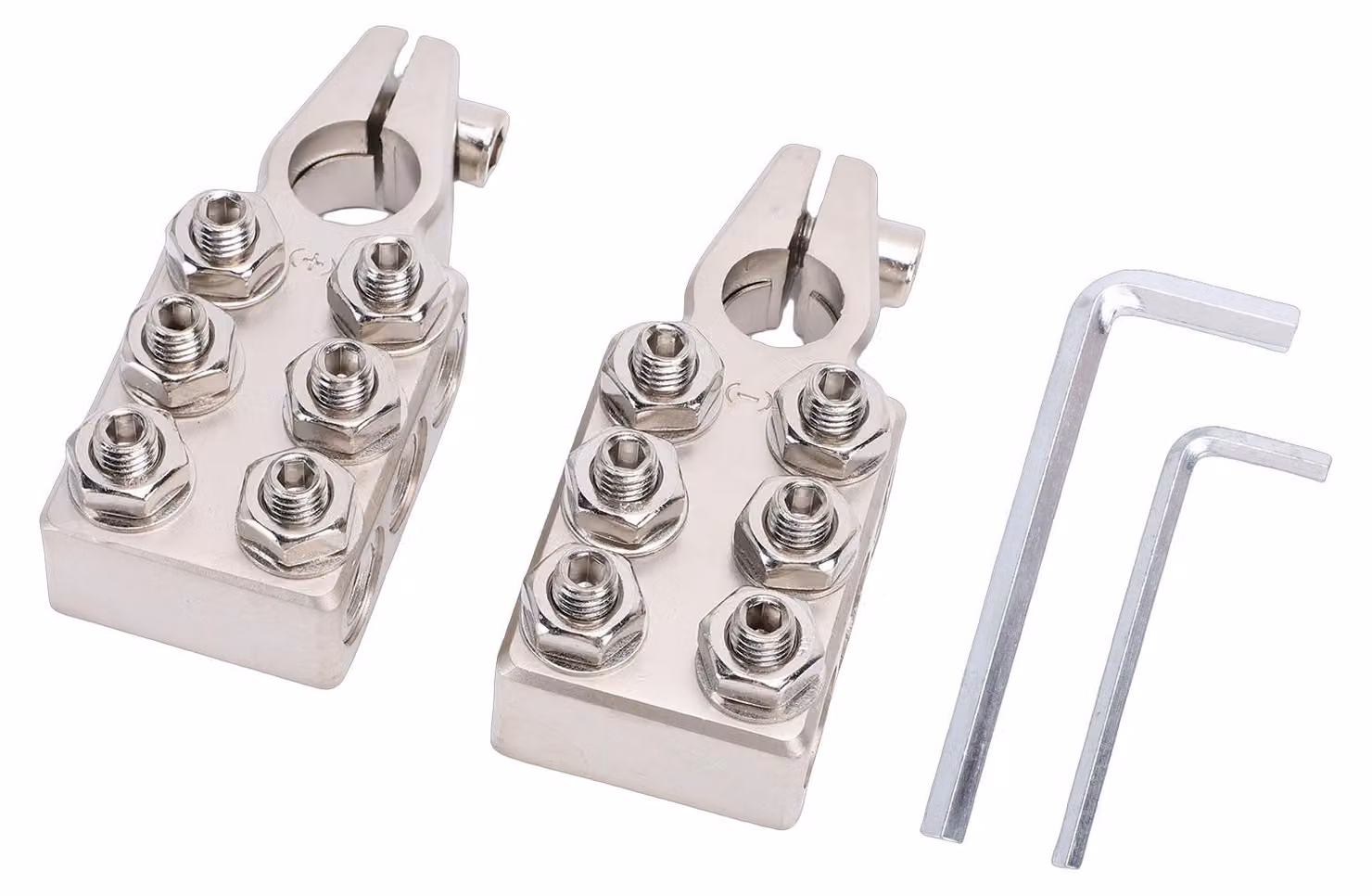 2 connettori a 12 vie per morsetti batteria in lega di zinco, 6 x 20 AWG, morsetti superiori a perno per SAE DIN EN, conici