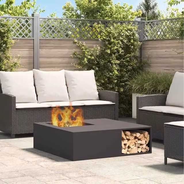 Focolare Nero 100 x 100 x 30 cm Acciaio Corten 859000