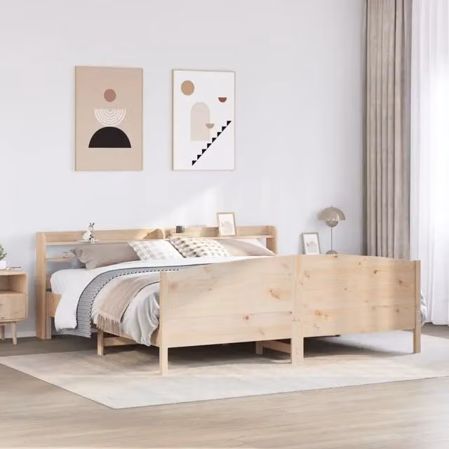 Letto senza Materasso-Struttura Letto 180x200 cm in Legno Massello di Pino 722794
