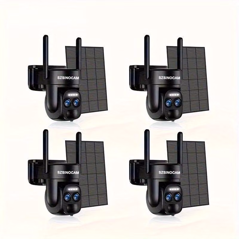Kit di 4 telecamere da esterno – Telecamere di sicurezza intelligenti con risoluzione 2K, visione notturna a colori e alimentazione solare