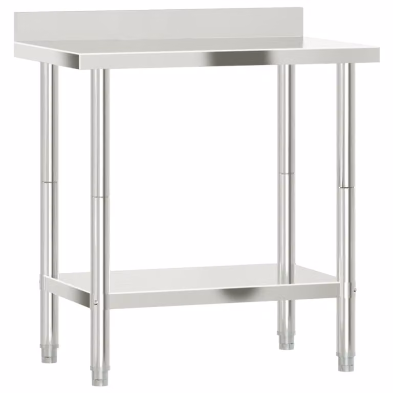 Tavolo Lavoro Cucina con Paraschizzi 82,5x55x93cm Acciaio Inox