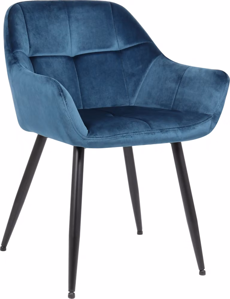 Sedia per visitatori CLP Emia con cuciture decorative blu, rivestimento in velluto