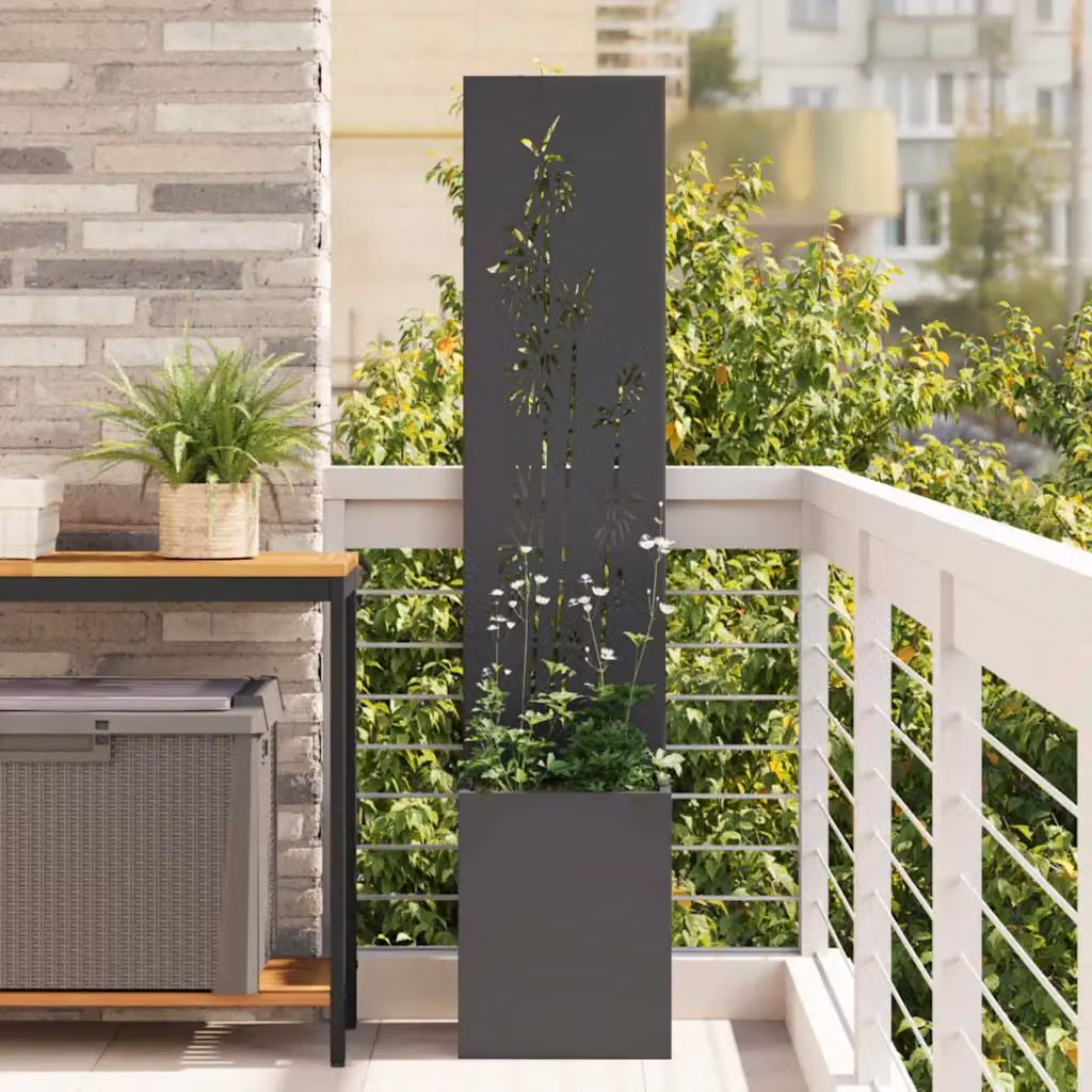 Paravent per privacy in giardino vidaXL, motivo floreale, nero, L/P/H: 32 x 32 x 150 cm