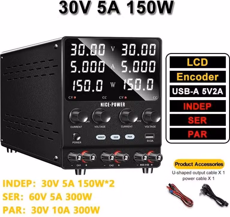 Alimentatore da laboratorio CC 30 V 10 A - SPS3010-2KD - Uscita singola - Tensione/corrente regolabile - Ingresso 50/60 Hz - - Arancione