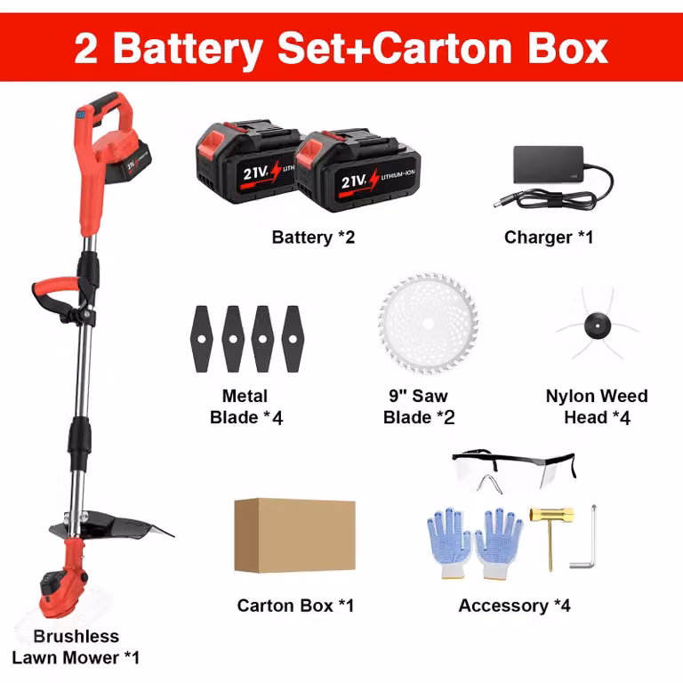 Tagliasiepi a batteria – Modello brushless – 21 V – Larghezza di taglio di 23 cm – 25.000 giri/min – 1.500 W – 3 lame – 2 batterie