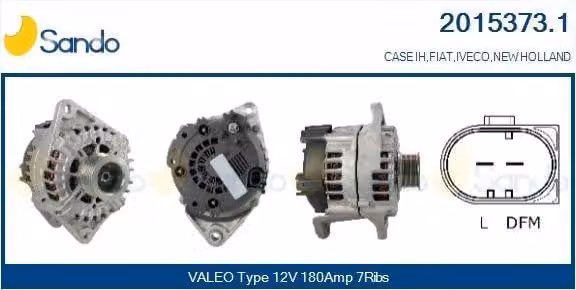 SANDO 2015373.1 Alternatore LiMa 180 A 12 V per FIAT Ducato Furgone (250, 290), Ducato Cassone / Telaio (250, 290), Ducato Autobus