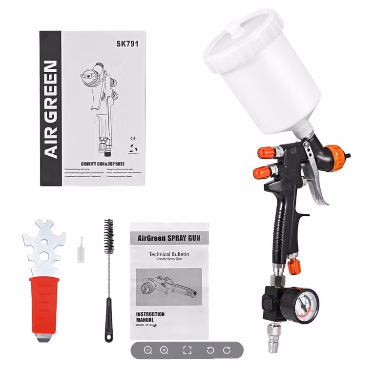 Pistola a spruzzo HVLP mini, ugello da 1,3 mm, becher di miscelazione da 600 ml, colore nero