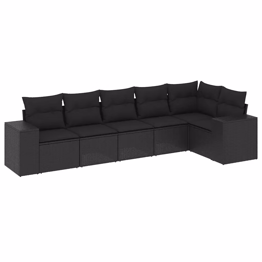 vidaXL Set Divano da Giardino a L in Polyrattan Nero con Cuscini e Rivestimenti Rimovibili – 2