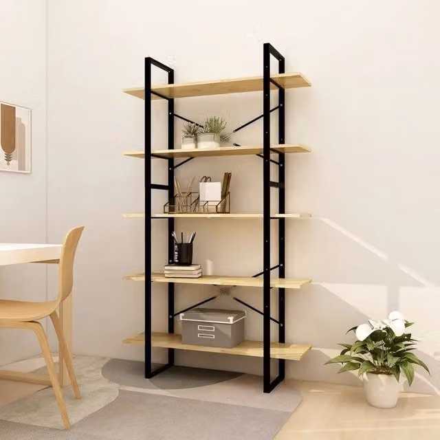 Libreria Industrial Design Mania in Legno di Pino e Metallo, Colore Marrone, L/P/H: 100 x 30 x 105 cm