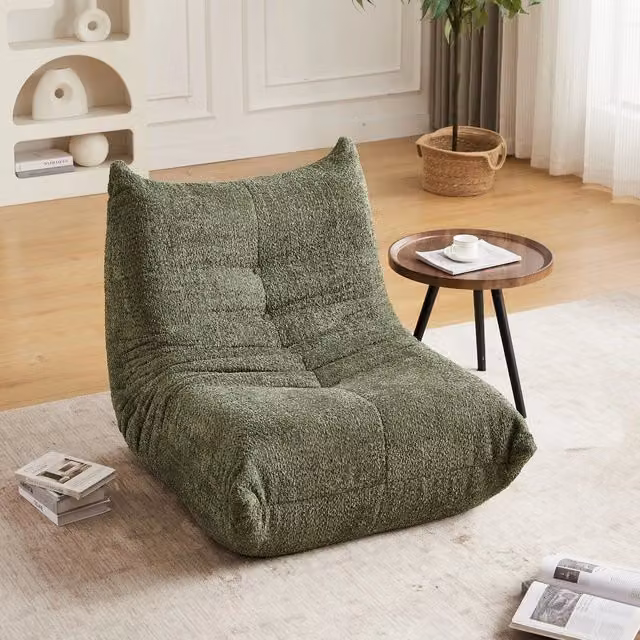 Divano stile Togo Minimal senza braccioli in chenille grigio chiaro con memory foam per soggiorno, camera da letto o ufficio – 1