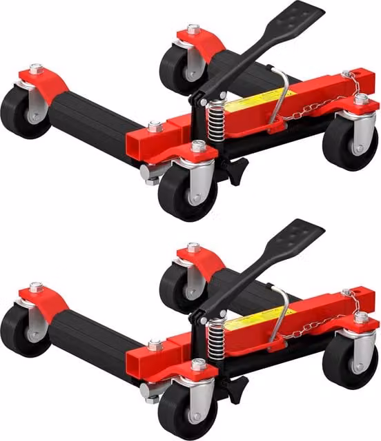 Carrello per trasporto auto XYLO con capacità 680kg, L/P/H: 56 x 54 x 19,5 cm, Nero e Rosso – 1