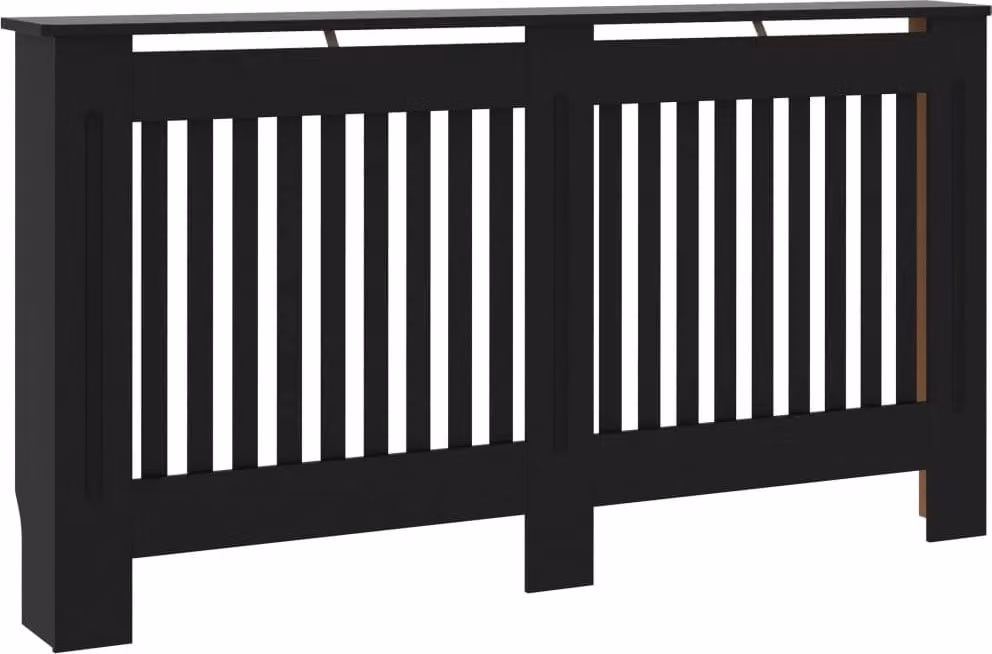 Copertura per Radiatore Nera 152x19x81,5 cm in Legno Multistrato