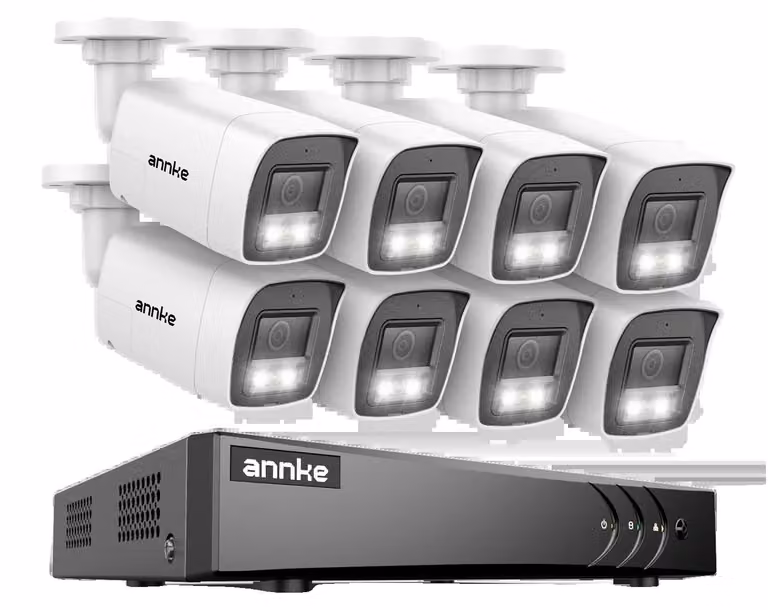 Sistema di videosorveglianza, alta risoluzione 3K, audio bidirezionale, DVR a 8 canali con 8 telecamere, Nessuna-a