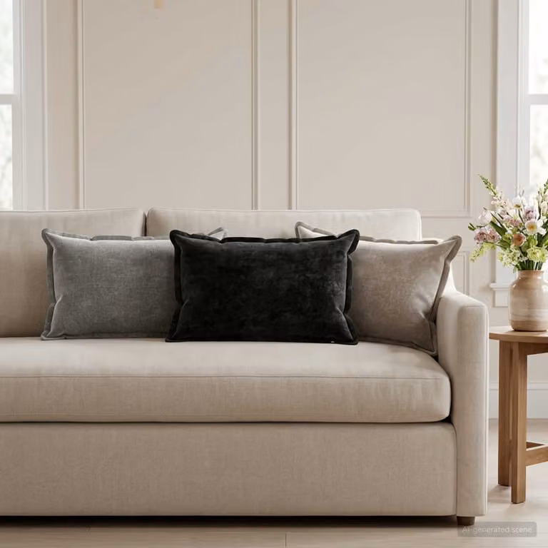 Set di 6 federe vidaXL HOUTEN in tessuto chenille grigio, L 50 cm x P 30 cm