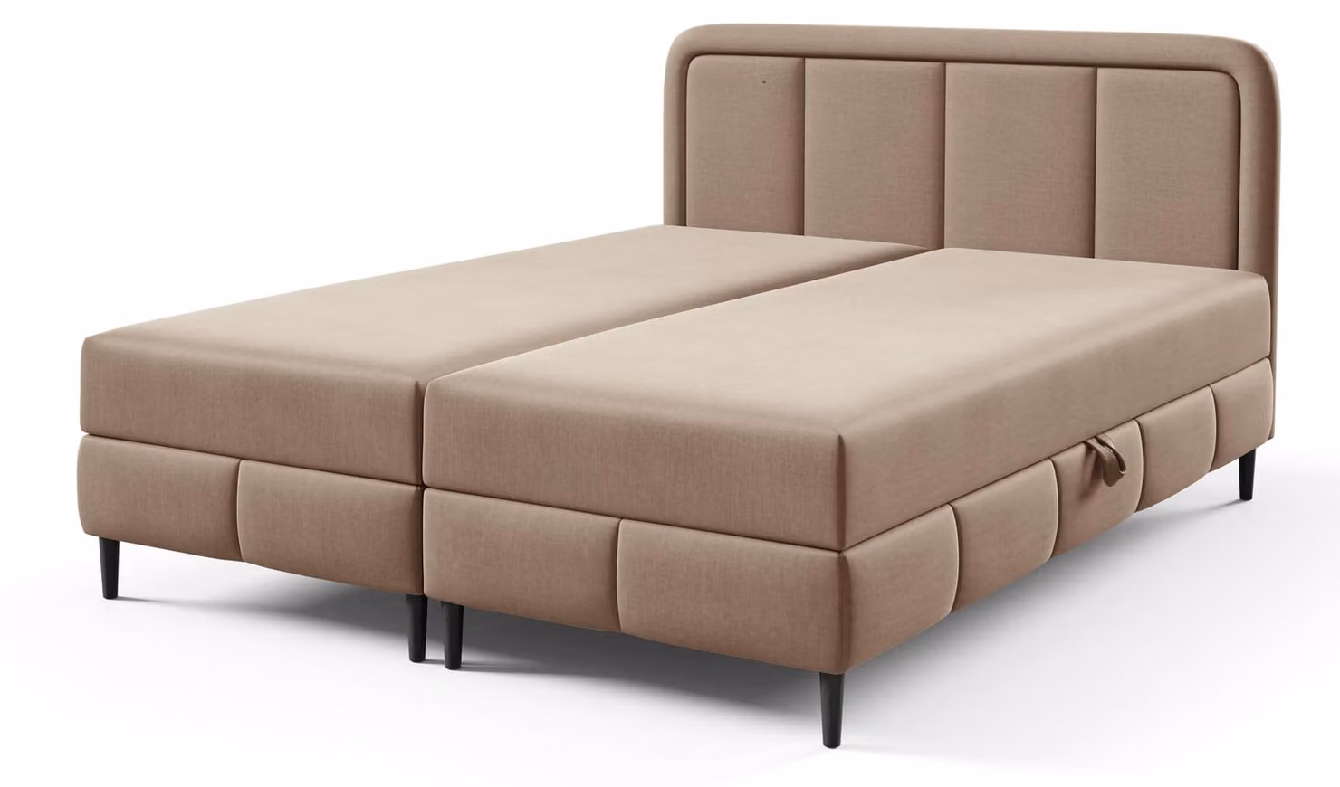 Letto con rete a molle Pole, colore taupe, finitura sabbia, dimensioni 140 x 200 cm