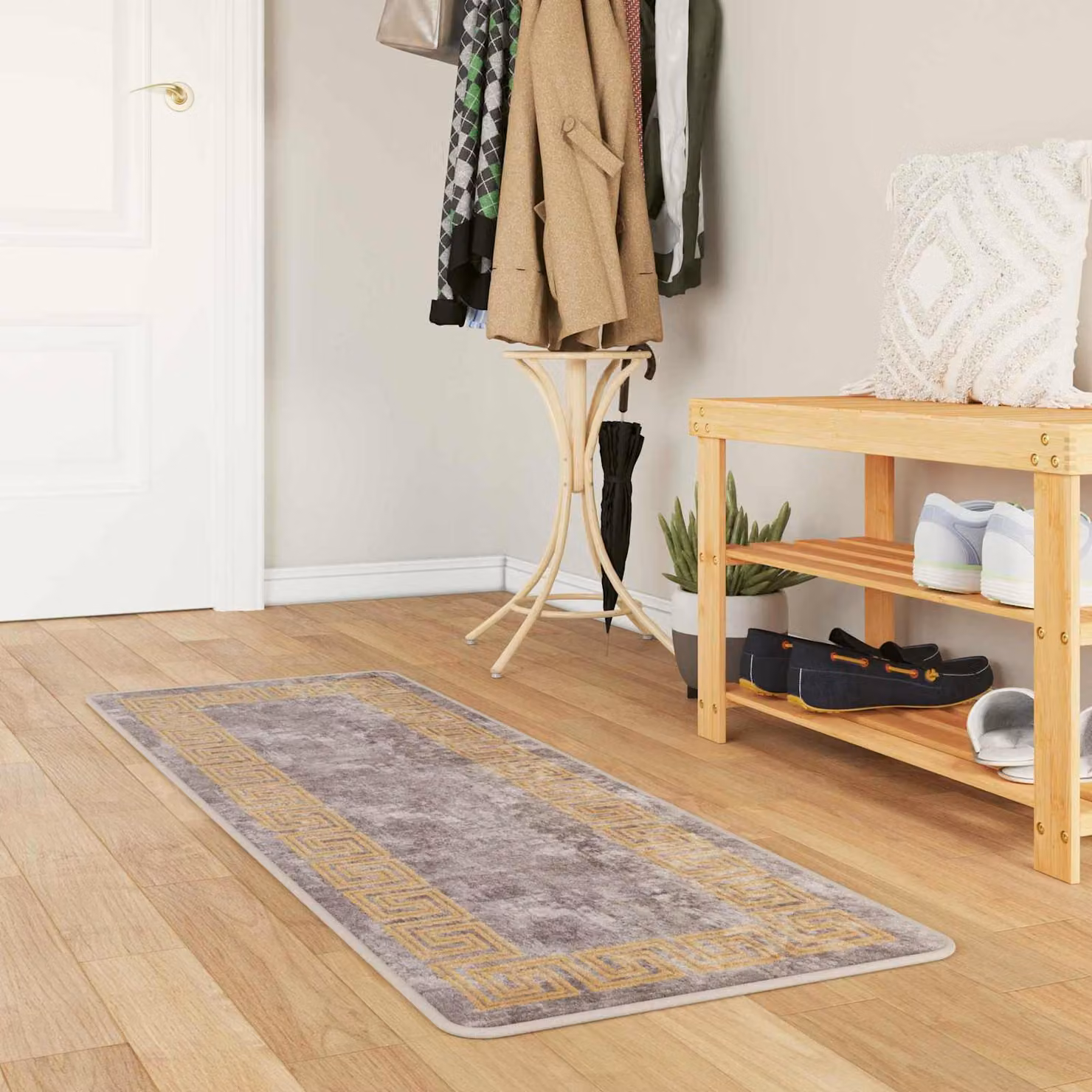 Tappeto Runner vidaXL MARSA Grigio, Lavabile e Antiscivolo, L/P: 200 x 50 cm, in Poliestere e PVC