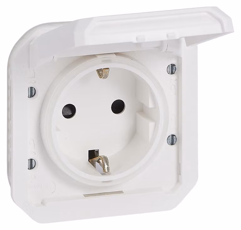 Legrand PLEXO New - Presa con polo di terra, SL, EB, IP44, IK08, bianco ultra, 069639L