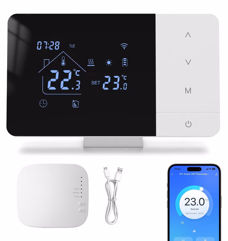 Termostato wireless RF con ricevitore per caldaia a circuito chiuso, programmabile