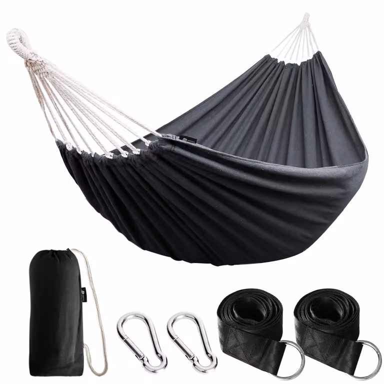 Ampio e comodo lettino da esterno in cotone con cinghie, accessori, portata fino a 200 kg, trasportabile, con borsa da trasporto per terrazza, cortile, giardino