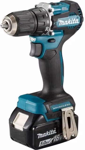Makita DDF487RTJ Trapano avvitatore a batteria 18V 40 Nm con 2 batterie da 5.0 Ah e caricatore rapido, Nero/Turchese/Petrolio