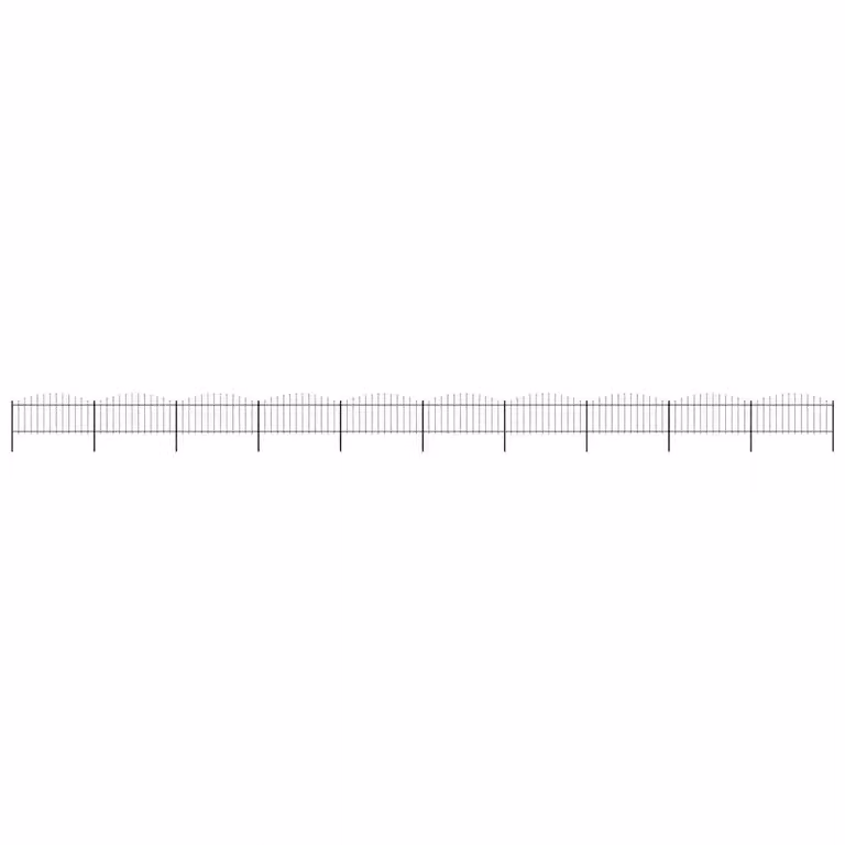Recinzione da giardino vidaXL con punta a lancia in acciaio nero, L: 1673 cm, H: 75 cm