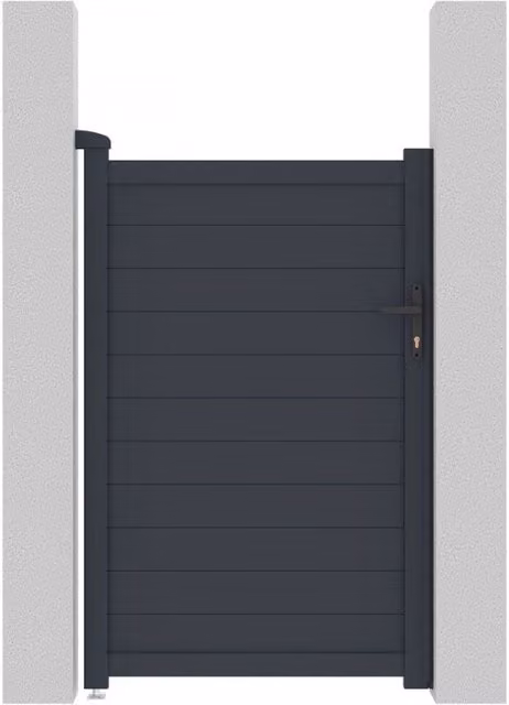 Cancello a battente in alluminio opaco Habitat et Jardin, Grigio, L: 101,2 cm, H: 155,9 cm – 1