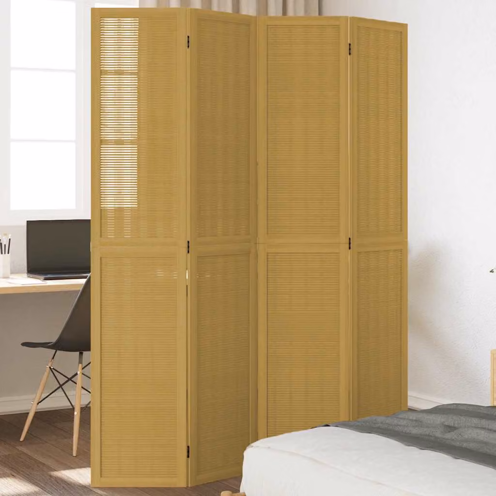 Divisorio Ambienti vidaXL in Legno Massello di Paulownia, 4 Pannelli, Marrone