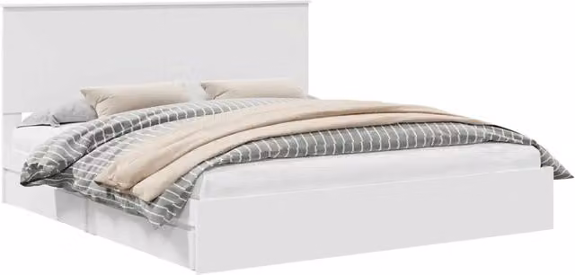 Letto matrimoniale | Letto per adulti | Letto con Contenitore Bianco 180 x 200 cm Legno multistrato