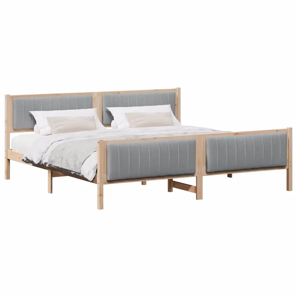 Struttura del letto moderna vidaXL in legno di pino, marrone e grigio chiaro, L/P/H: 200 x 200 x 85,5 cm – 2