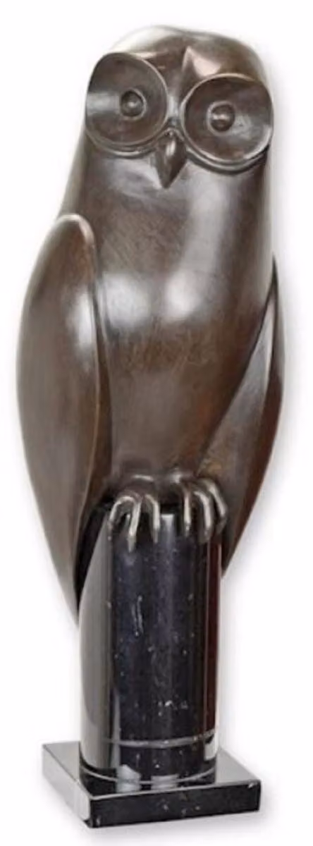 Casa Padrino figurina decorativa in bronzo gufo bronzo / nero 15 x H. 44 cm - scultura decorativa in bronzo - decorazione da tavolo - accessori decorativi - accessori