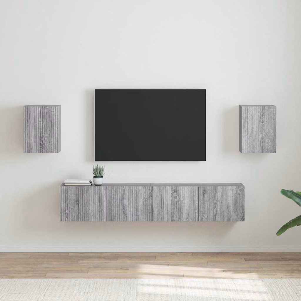 Set di 2 mobili TV da parete vidaXL in legno ingegnerizzato Grigio Sonoma, design moderno per il tuo soggiorno