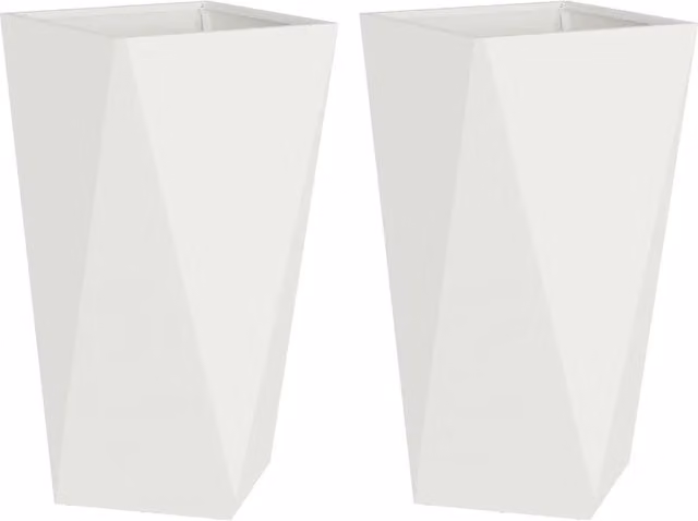 Set di 2 fioriere a cassetta Design In in acciaio bianco, L/P/H: 40 x 40 x 75 cm