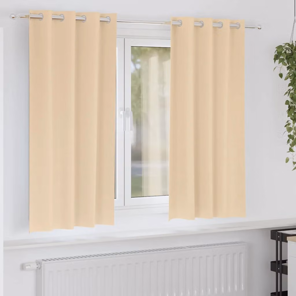 Set di 2 tende blackout vidaXL con anelli in poliestere, colore beige, L: 140 cm x H: 175 cm