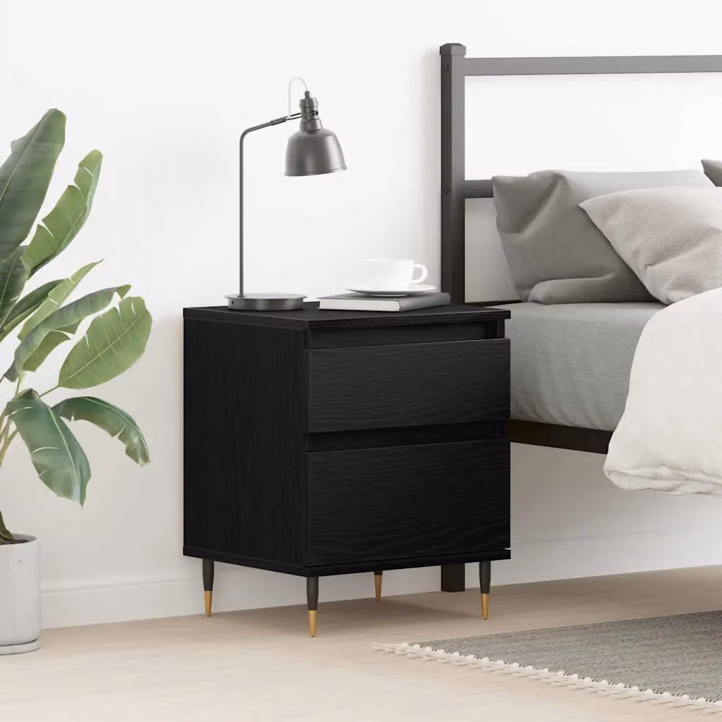 vidaXL Armadio da Notte in MDF Stile Rustico, Colore Nero e Marrone, L 40 cm x P 35 cm x H 50 cm