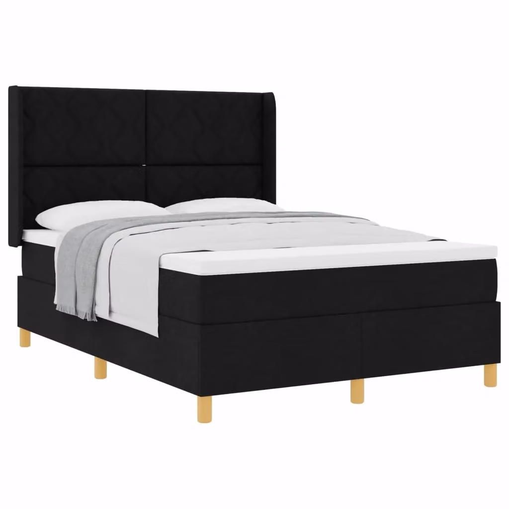 Letto a molle con testiera vidaXL in tessuto nero e oro L 160 x P 200 cm – 2