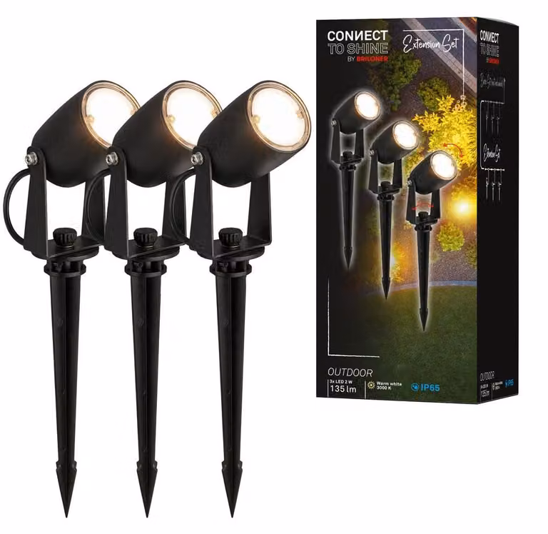 CONNECT TO SHINE Set di espansione Iris con set di 3 faretti da giardino a LED, IP65