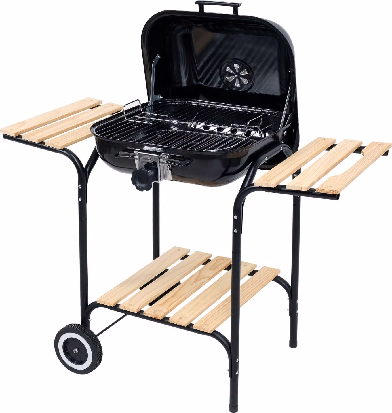 Barbecue a carbone 45x40 cm con coperchio e ripiano, barbecue da campeggio